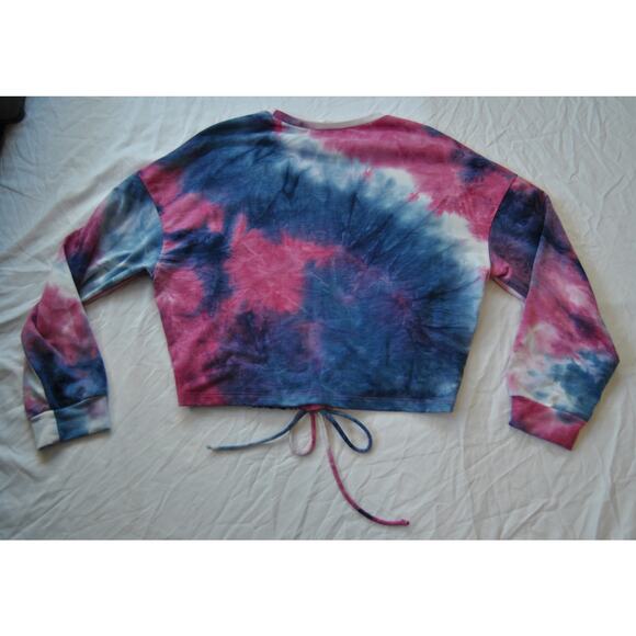 Positive Vibes Only Long Sleeve Crop Top Tie Dye Medium - Picture 4 of 6